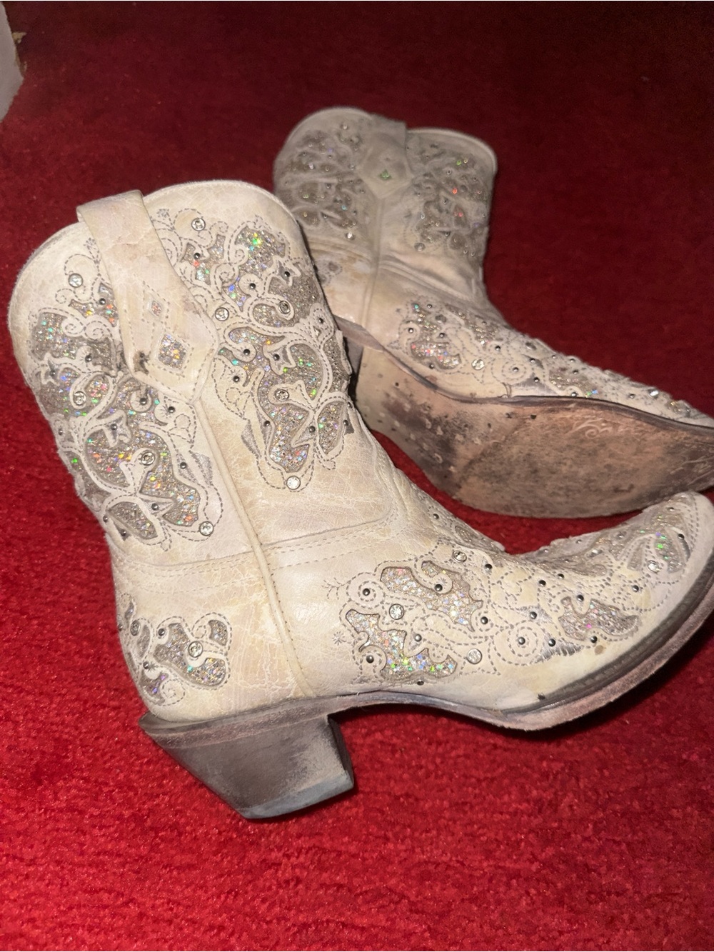 Women's Ivory Embellished Western Boots